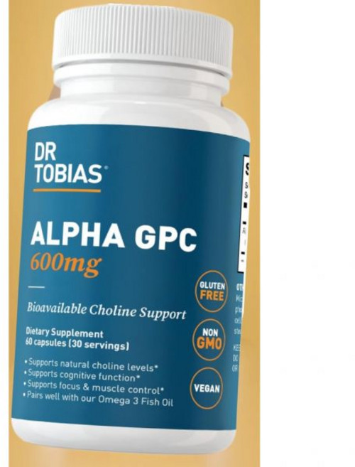 닥터 토비아스 알파 GPC 600mg 향상 가능한 콜린 기능 보조제 비건 비유전자변형 60 30회 제공량 미