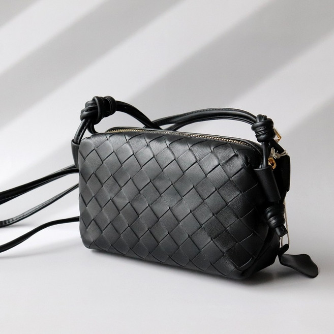 천연 양가죽 체크 크로스 숄더백 소