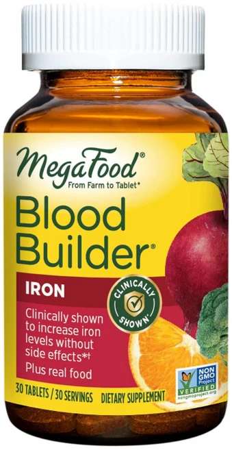 메가푸드 블러드 빌더 철분 아이론 30정 엽산 비타민C 비타민12 비트뿌리 브로콜리, 1개 - 쿠팡