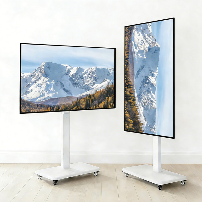 Bornoon 90도 회전 이동식 스탠드 티비 거치대 32-70인치 높이조절, 1개