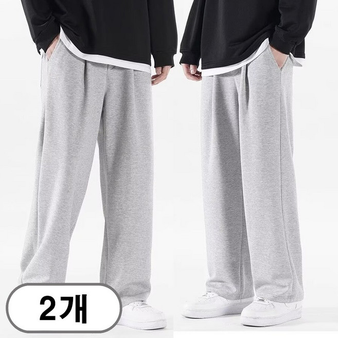 차쿠 1+1(2세트) 남녀 스트레이트 추리닝 일자 트레이닝바지 캐주얼 팬츠 작업바지 느슨한 슬랙스