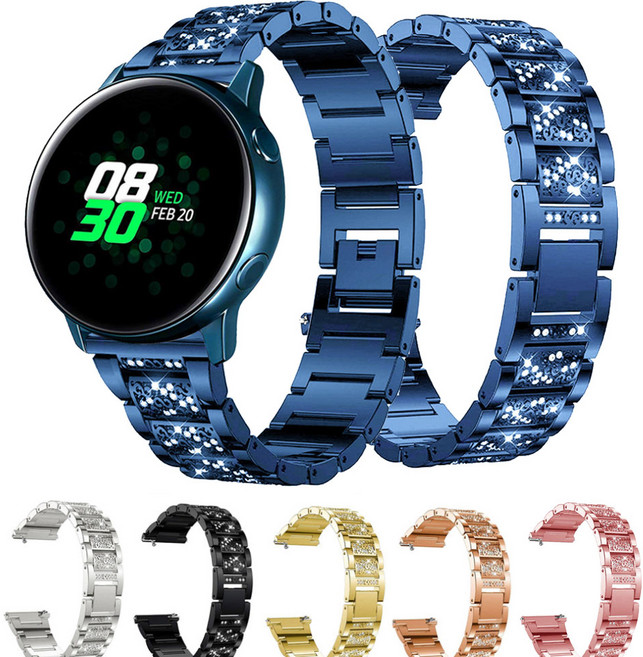 갤럭시워치6 워치6클래식 메탈 큐빅 스트랩, W101 20MM 블랙, 1개