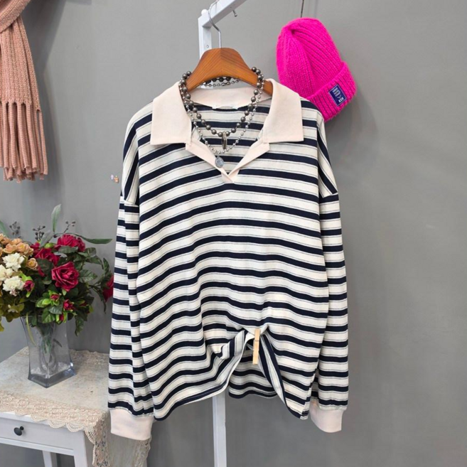 달링 카라 단가라 루즈핏 긴팔티셔츠