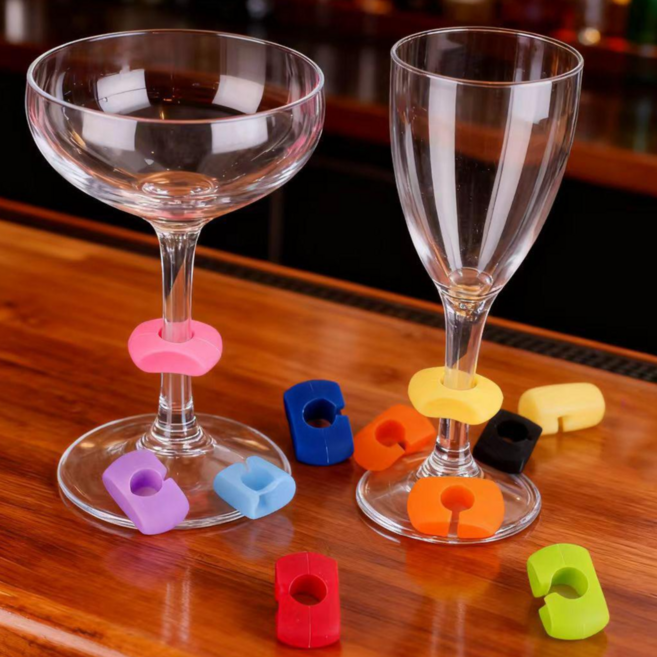 와인잔마커 실리콘 컵마킹 파티소품 12P 세트, 1개, 볼륨형