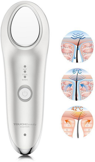 TOUCHBeauty 핫 앤 콜드 페이스 마사지 42℃/6°C 진동 장치 부드럽고 단단한 얼굴을 위한 휴대용 페이셜 리프팅 도구 여행 가정용, TOUCHBeauty 핫 앤 콜드 페이스 마사지, 42