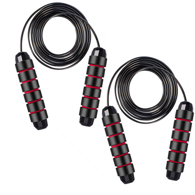 논슬립 안꼬이는 초고속 스피드 줄넘기 복싱 다이어트 1+1, 블랙레드, 2개