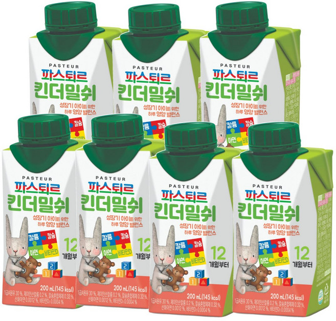 파스퇴르 킨더밀쉬 액상분유 1단계 200ml, 7개