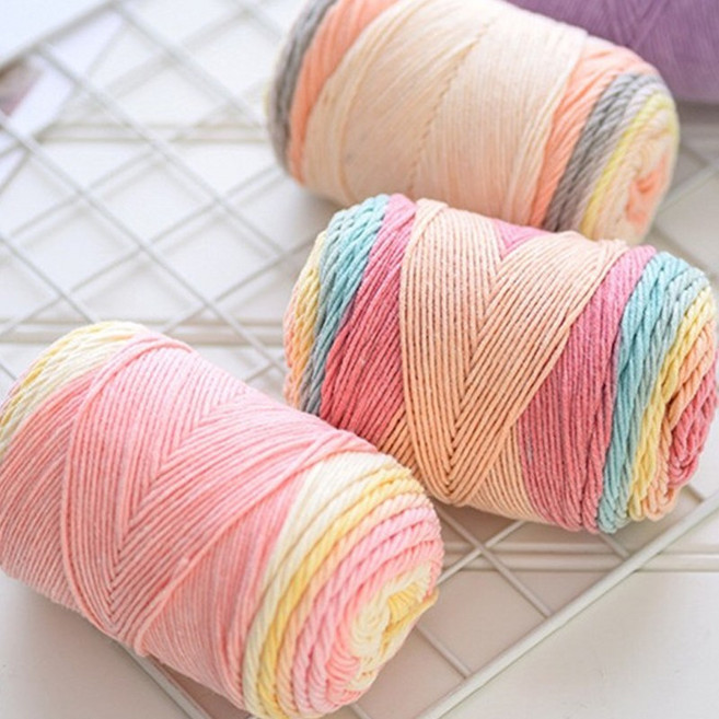 미소털실 레인보우 케이크얀 케이크볼 우유면 마크라메 실 부드러운 털실 뜨개실, 38 핑크레인보우믹스, 1개