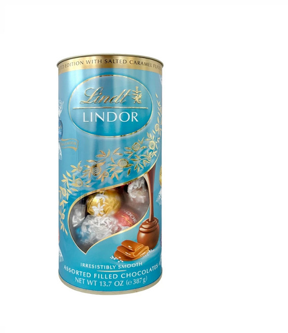 Lindt 瑞士蓮 綜合可可風味夾心巧克力禮盒 藍色圓罐, 400g, 1個