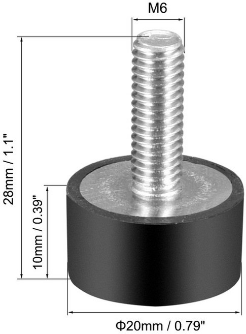 2Pcs M4 M6 M8 고무 충격 마운트 금속 방진 보빈 절연체 댐퍼 유형 VE 워터 펌프 용 고무 진동 절연체, 02 M6x18mm 20x10mm