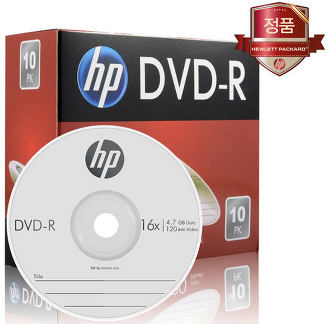 HP DVD-R 4.7GB 16x 슬림 1장, 1개