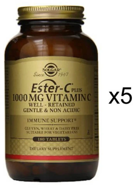 Solgar 솔가 에스터C 플러스 1000mg 비타민C 180정 5병, 5개 - 쿠팡