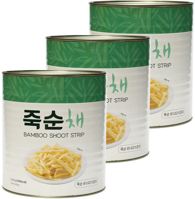 대용량 죽순채 슬라이스 (통조림 캔), 3개, 2.95kg