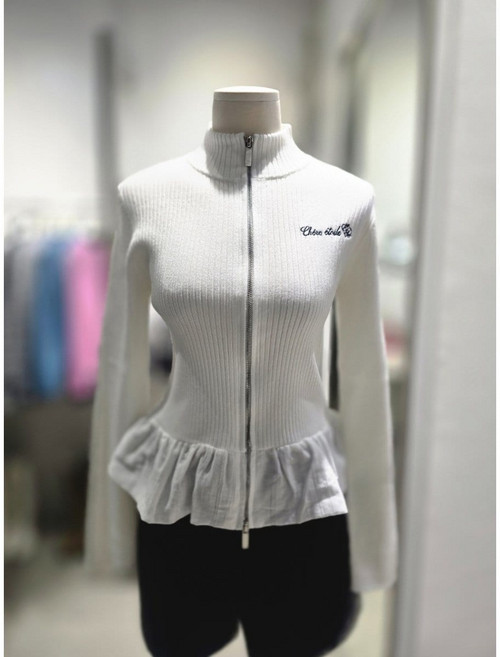 에고이스트 밑단 우븐 러플 집업니트 ES1JK200 451600