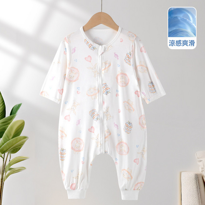 LIULU 嬰兒睡袋 夏季 a類睡衣 寶寶防踢被, 長袖甜甜圈兔優可絲睡袋
