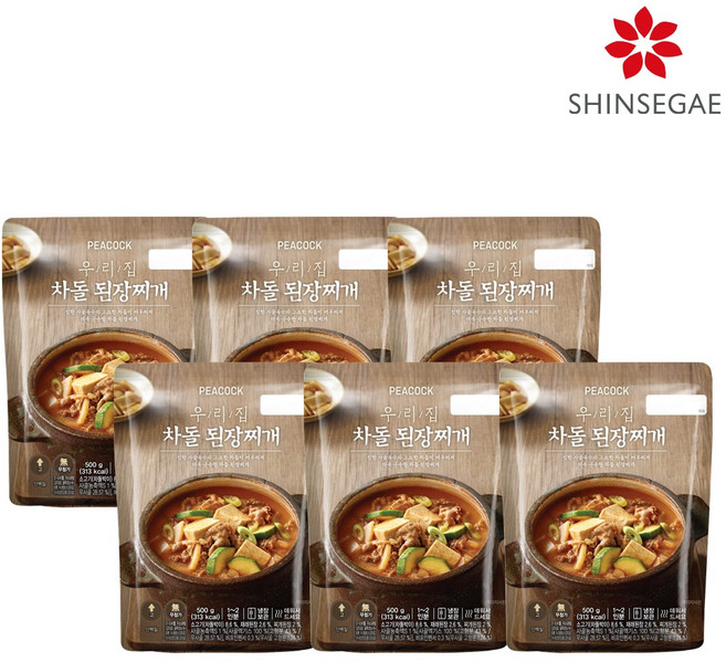 [피코크] 우리집 차돌된장찌개 500g x 6팩, 6개