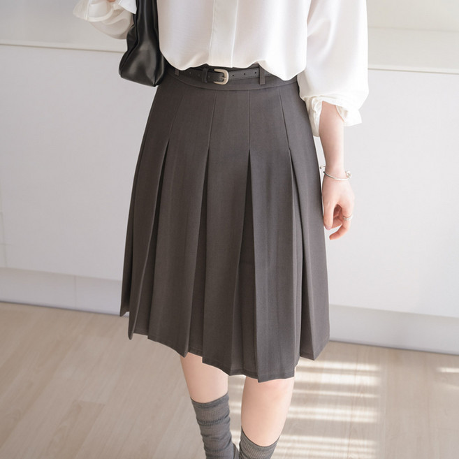 데일리앤 소베 미디 핀턱 플리츠 주름스커트 봄 여름 가을 하객룩