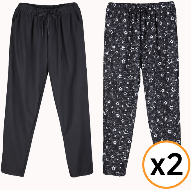 1+1 편안한 봄 가을용 냉장고바지 몸빼 빅사이즈 44인치까지 비침없는 홈 집앞 잠옷 트레이닝