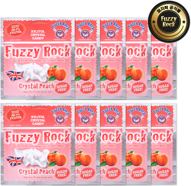 퍼지락 자일리톨 캔디 복숭아향, 40g, 10개
