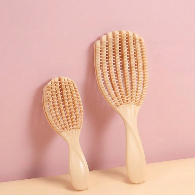 에비노 두피케어 헤어 빗 간편세척 브러쉬 대 소 세트, 1개, 누디베이지