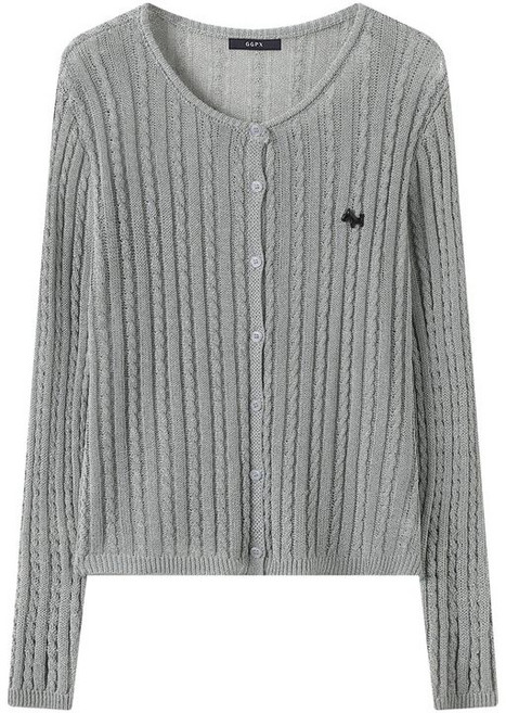 GGPX 아가일 라운드 슬림 긴팔 니트 가디건 (GQBCK010D)