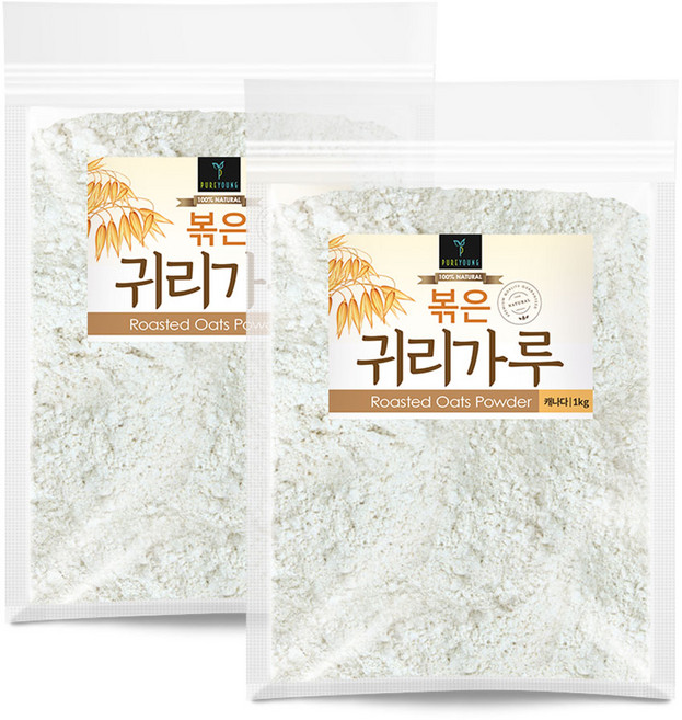 퓨어영 볶은 귀리가루 1kg 오트밀 귀리우유 쉐이크, 2개