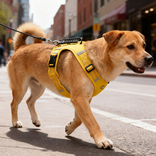 대형견 방폭 가슴줄 반사 출퇴근 리드줄, 옐로우