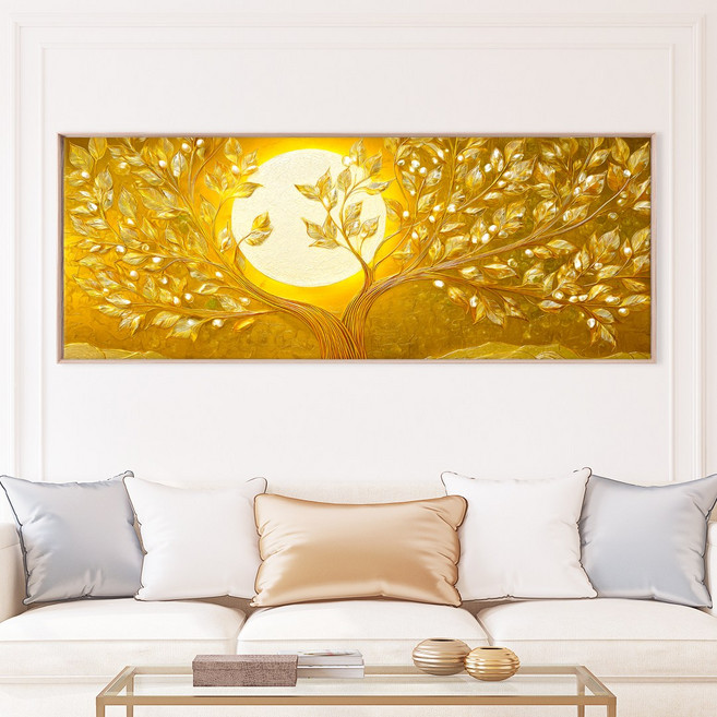 돈들어오는 그림 돈나무 와이드 캔버스 액자 대형 거실 풍수 인테리어, 2.월금재생