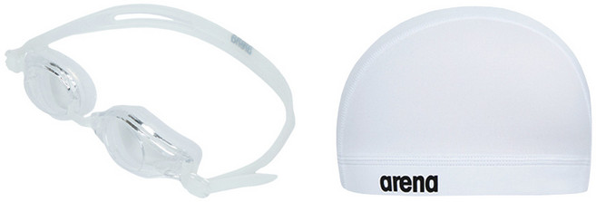 AKT-5920-화이트 아레나 아동 생존수영키트 2종 (수경 수모 폴리백 세트), 화이트, 1개