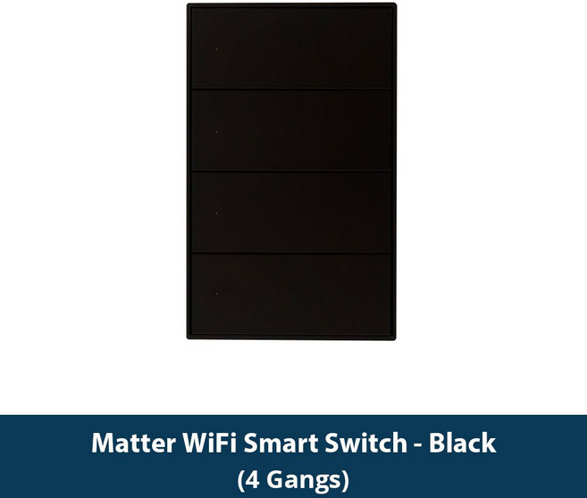 Zemismart Matter Over WiFi 스마트 스위치 1 2 3 4 갱 푸시 버튼 벽 조명 스위치 미국 홈 Google 홈 SmartThings APP 사용, 1개, Bla 4 Gang