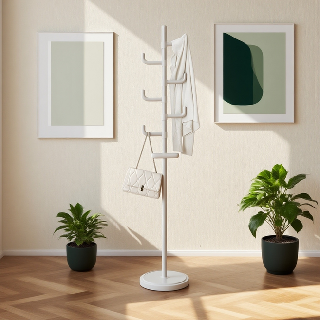 홈치치 스탠드 옷걸이 행거 원판형, 화이트