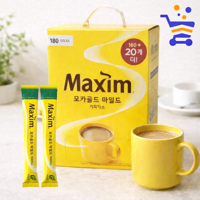 맥심 모카골드 마일드 커피믹스 180개입 1박스 대용량 부드러운 믹스커피, 180개, 1개입, 12g