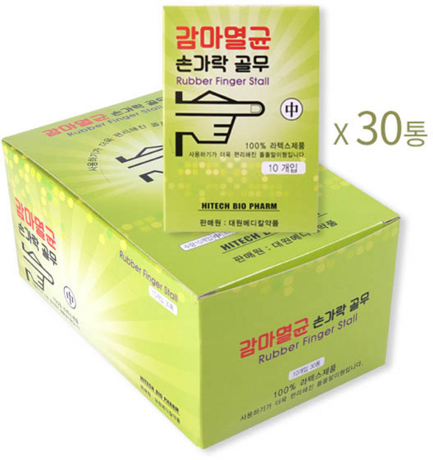 감마멸균손가락골무 중형 10x30개 샥크 라텍스골무 돌돌말이형, 30개
