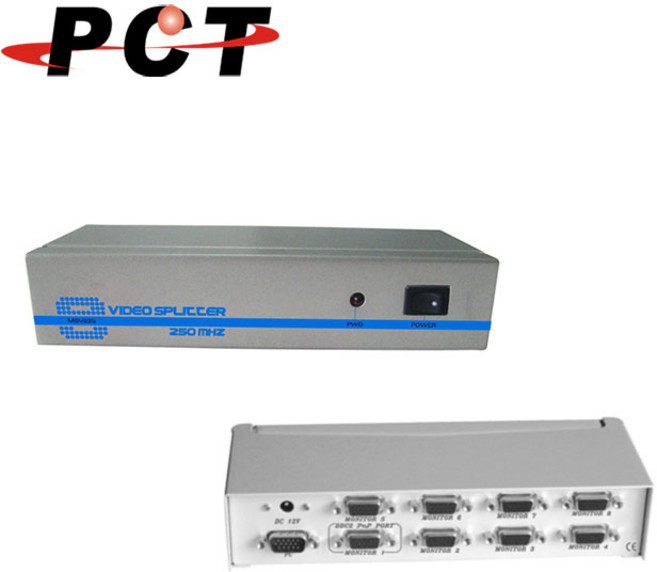 PCT 1進8出 VGA 螢幕分配器 Splitter (MSV825), 1個