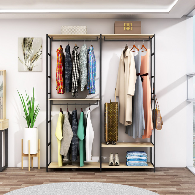 도노스틸 올리카 철제드레스룸 시스템행거 연결옷장 깊이 40cm, C4-블랙