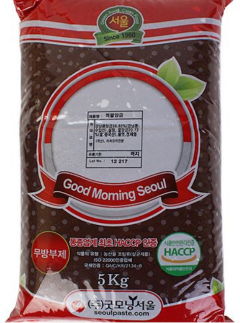 적팥앙금 5kg / 서울 팥앙금 / 굿모닝 /떡재료 / 붕어빵에 팥드러슈, 4개