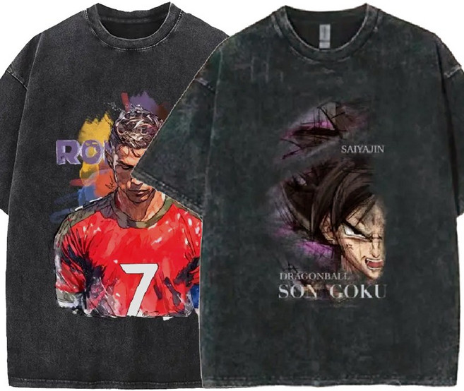 손오공 호날두 빅스타 빈티지 반팔티 105-110 레트로 감성 축구 유니폼 캐릭터 페인팅 티셔츠