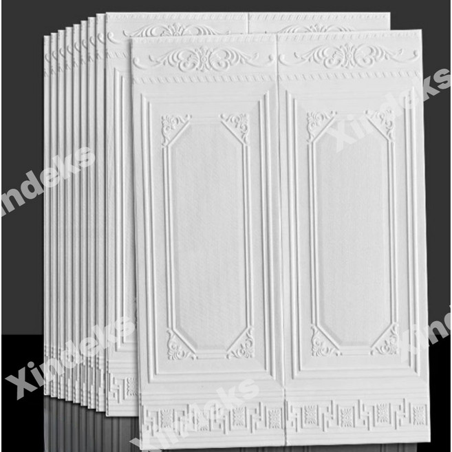 북유럽 3D 입체 타일 셀프 인테리어 벽지 스티커 방수 웨인스코팅 데코 몰딩 화이트 카페, 벽지 한 장 + 2호 [5매입] 70 90cm/매