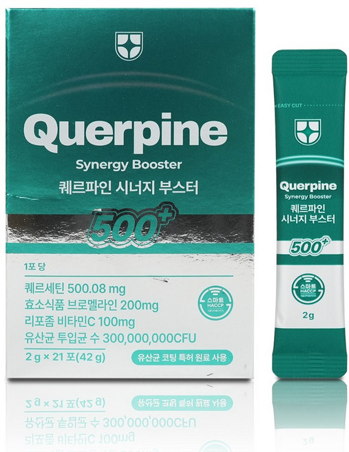 퀘르파인 시너지 부스터 퀘르세틴 브로멜라인 소포레틴 케르세틴 퀘르틴산 특허 유산균, 1박스, 21회분