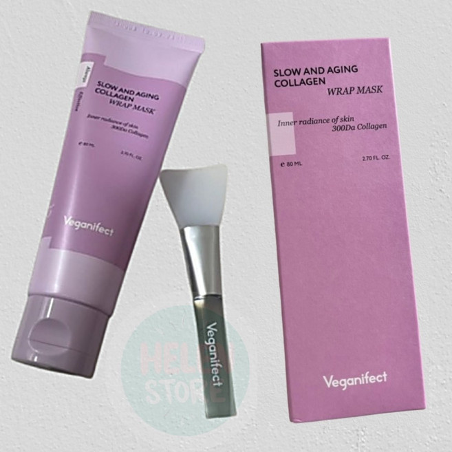 Veganifect Collagen Wrap Mask 비건이펙트 콜라겐 팩 랩핑 물광 마스크 (브러시 증정) 80mL, 1개