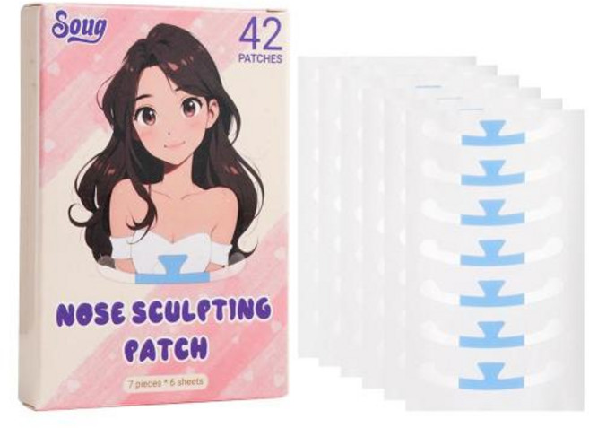 코교정기 코형 비강확장기 수면용 코쉐이퍼 코골이완화 수축 코 윙 패치 코스프레 스티커 보이지 않는 슬리밍 얇은 뷰티 날개 좁은 여성 메이크업 도구, 42pcs, 1개