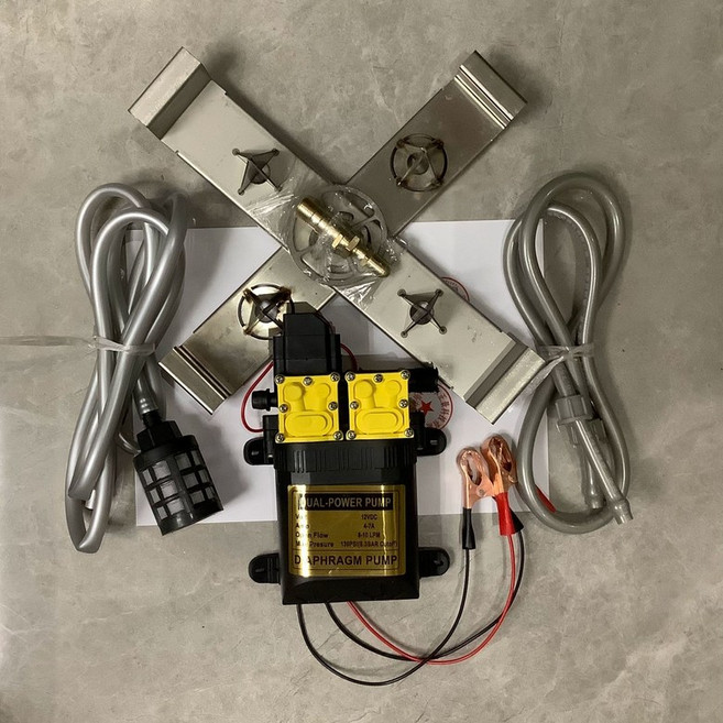 세척기 농약병 세척 페트병 고압 농업용 클리너 펌프 농업 헹굼 세병기, 12V 레드선 듀얼 펌프 4개 세트, 1개