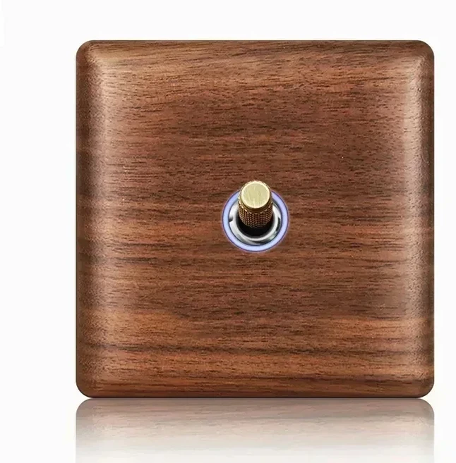 유럽 빈티지 벽 램프 전원 소켓 EU RU FR 표준 스위치 앤틱 홈 원목 황동 토글 보드 86x86mm, 14 1 gang 1 way