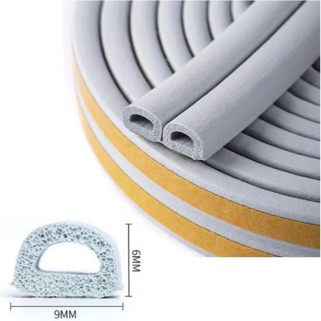 예삐스토어 1+1 5m 2중 방풍 방음 문풍지 틈막이 테이프 바람 막이, 그레이5m + 블랙5m