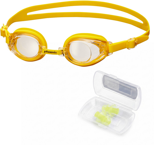 피닉스 아동용 노미러 수경 PN-509J(+귀마개 증정), 1세트, 옐로우