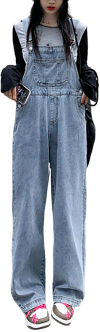 여성 와이드핏 데님 오버롤 와이드 팬츠 뉴타임즈 W753E145