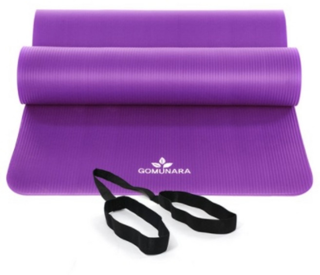 고무나라 NBR 슈퍼 와이드 요가 매트 16mm + 보관 스트랩 세트, 와이드NBR 16mm/딥 퍼플, 1개