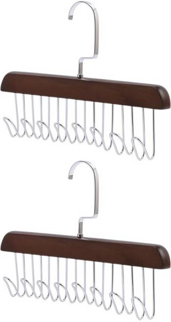 샵리빙 깔끔정리 모자 스카프 8구 넥타이 걸이, 2개, 다크브라운