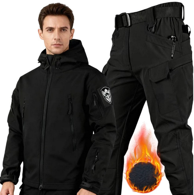 Yumico 남성 겨울 야외작업 방수 방한복 세트 배달 낚씨 겨울점퍼 빅사이즈 냉동창고 택배 근무복 남자 따뜻한 패딩 보온 기모 후드 바람막이 바지세트