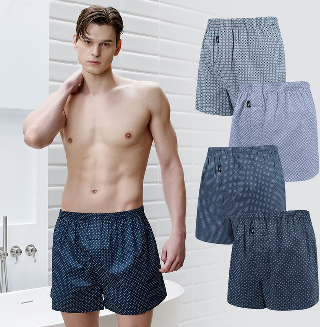 TRY 남성 40수 실크 코튼 트렁크팬티 4종세트